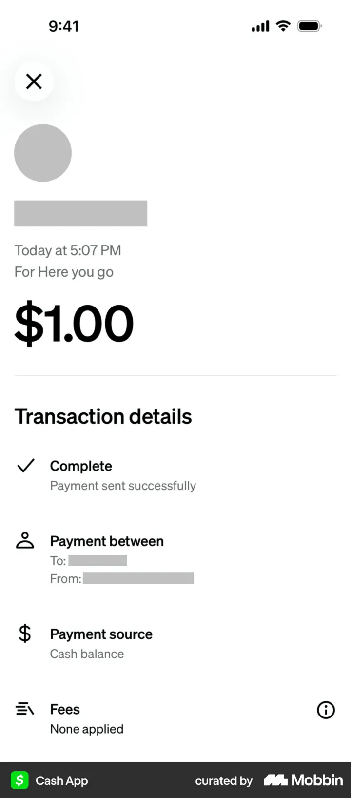 Cash App (example from Mobbin)