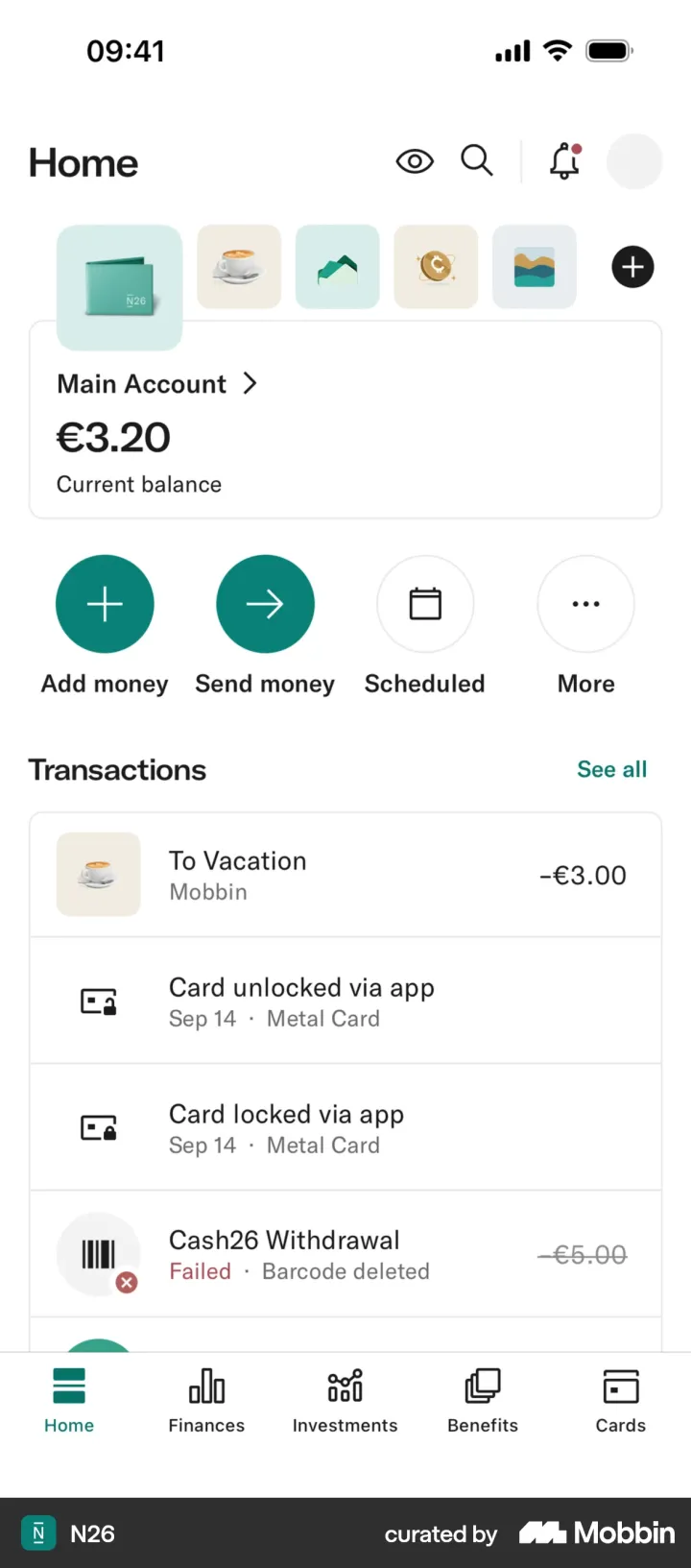 N26: Home and balance